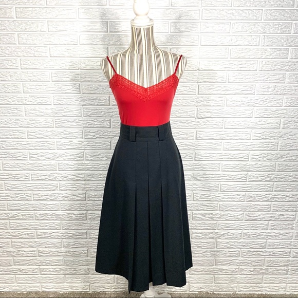 Vintage Dresses & Skirts - Vintage Sag Harbor Black High Waisted Midi Skirt